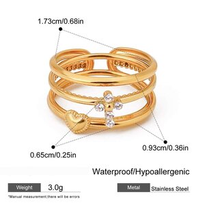 1 Piece Exquisite Series Delicate Cross Stainless Steel Waterproof Gold Color Women's Ring Sets h5