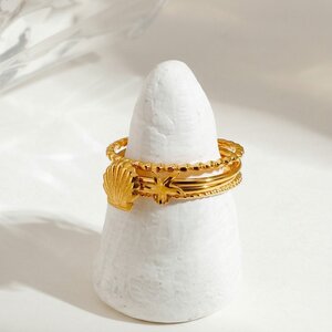 1 Piece Romantic Series Exquisite Conch Stainless Steel Waterproof Gold Color Women's Ring Sets h5 Picture2