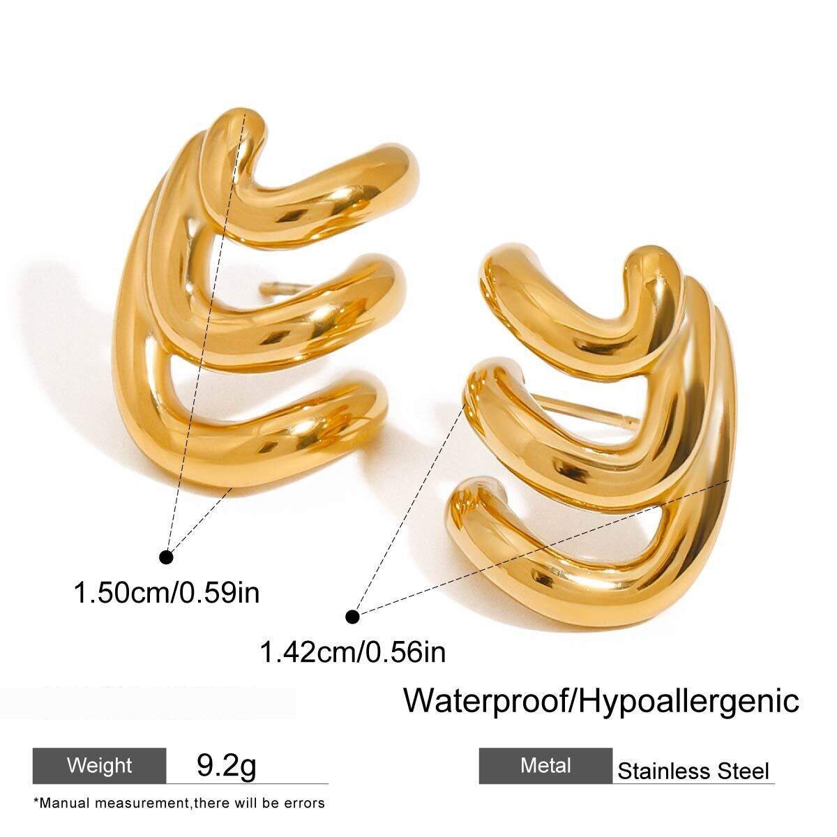 1 Paar Minimalistische, Ringförmige Ohrstecker Aus Edelstahl In Goldfarbe Von Designable Series – Wasserdicht h5 