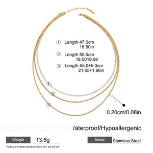 1 Piece Modern Series Line Stainless Steel Waterproof Gold & Silver Color Women's Layered Necklaces h5