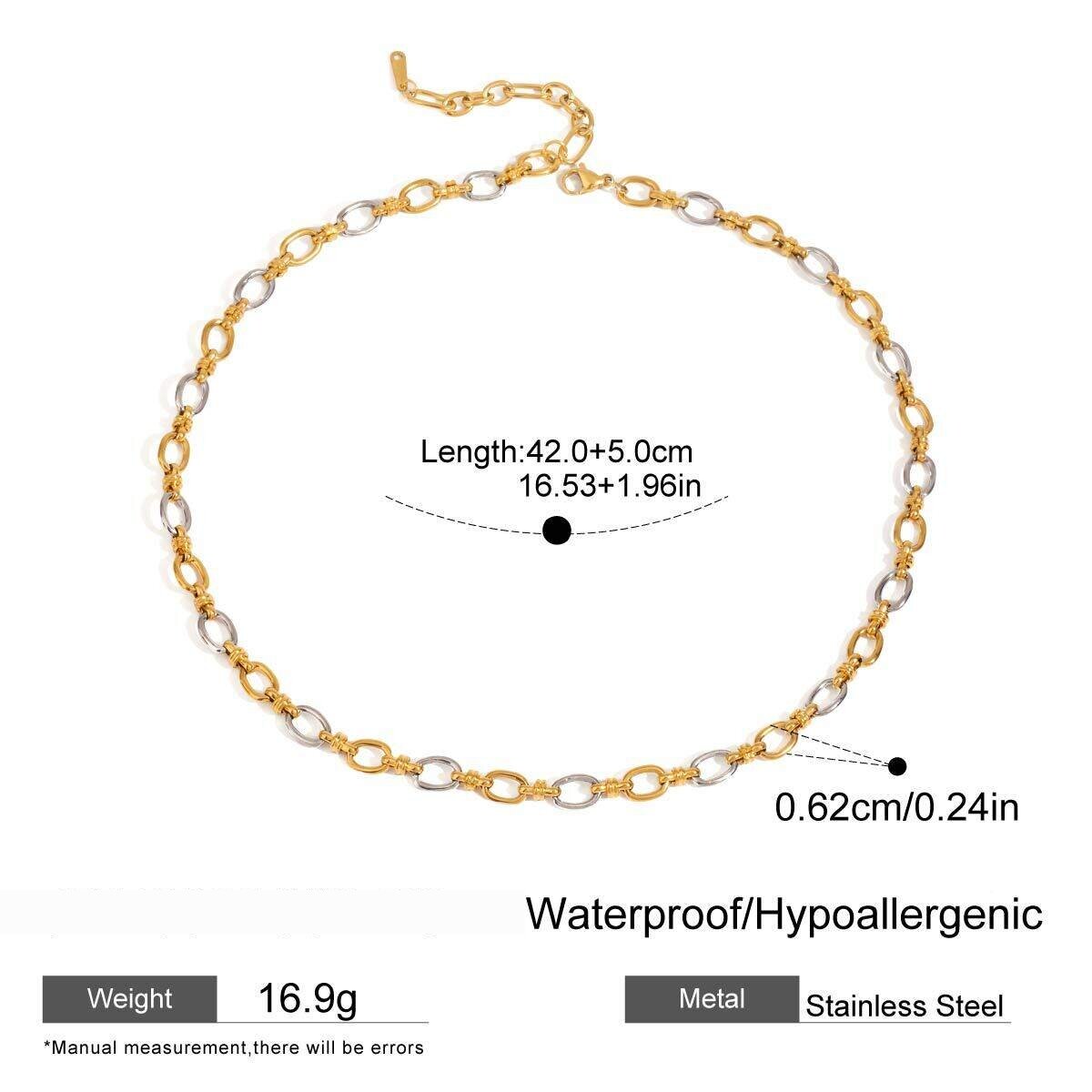 1 Piece Modern Series Sophisticated Chain Stainless Steel Waterproof Gold & Silver Color Women's Chain Necklaces h5 