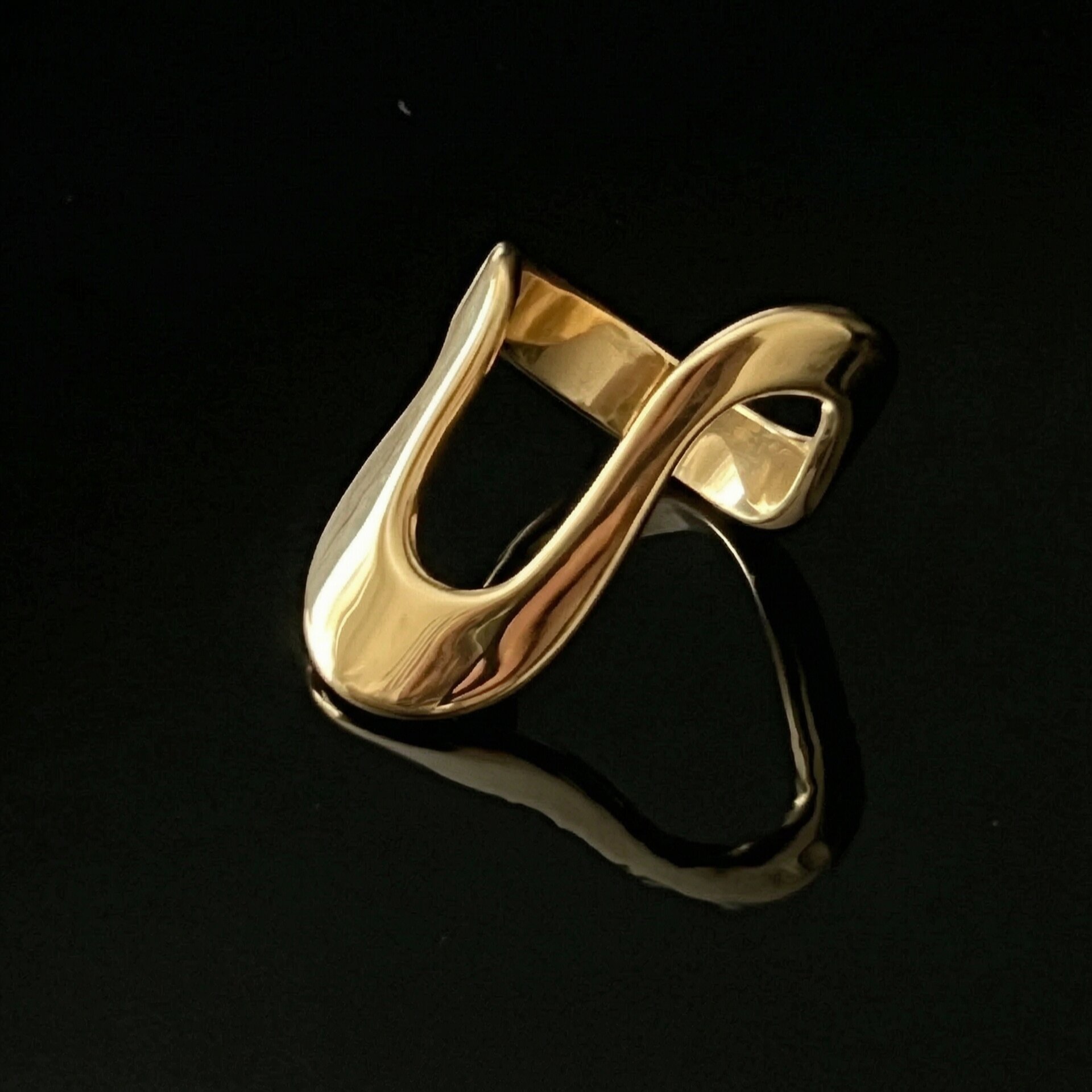 Anillos Individuales Minimalistas De Acero Inoxidable Con Forma De Línea Irregular, Resistentes Al Agua Y Color Dorado Para Mujer, 1 Pieza Imagen2