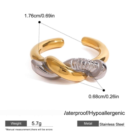 1 Piece Designable Series Original Nail Knot Mixed Color Stainless Steel Waterproof Gold & Silver Color Women's Bangles