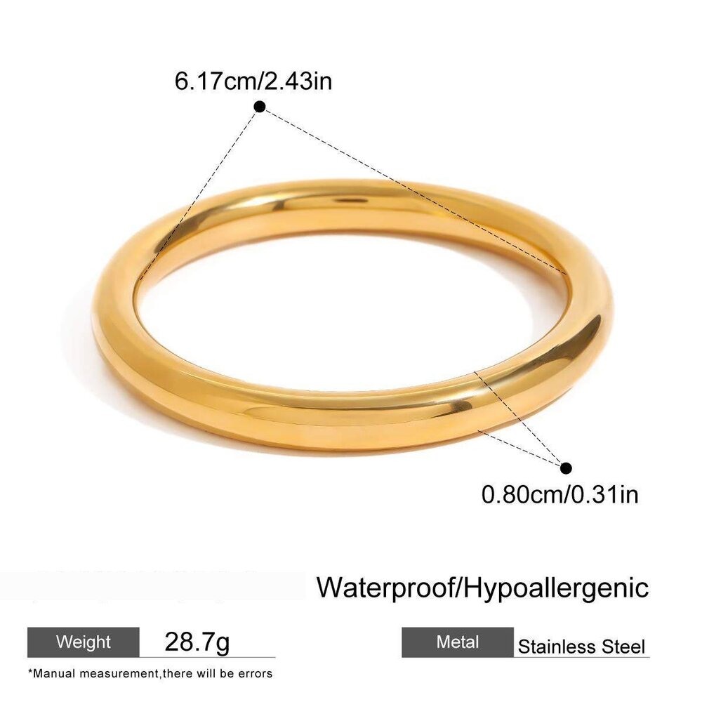 1 Piece Classsic Series Streamline Annular Stainless Steel Waterproof Gold Color Women's Bangles