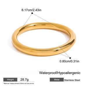 1 Piece Classsic Series Streamline Annular Stainless Steel Waterproof Gold Color Women's Bangles h5