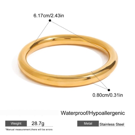 1 Piece Classsic Series Streamline Annular Stainless Steel Waterproof Gold Color Women's Bangles