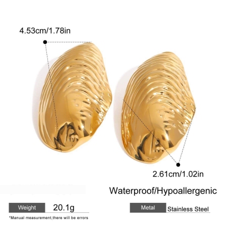 1 Pair Classic Series Natural Conch Shape Stainless Steel Waterproof Gold Color Women's Stud Earrings