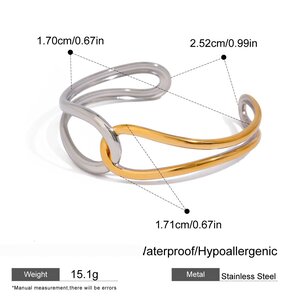 1 Piece Minimalist Series Designable Overlap Line Stainless Steel Waterproof Gold Color Women's Bangles h5