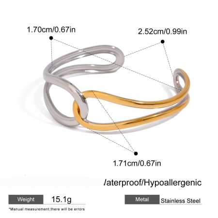1 Piece Minimalist Series Designable Overlap Line Stainless Steel Waterproof Gold Color Women's Bangles