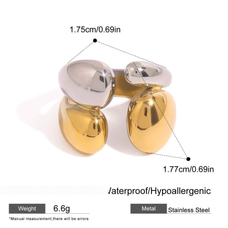 1 Piece Simple Series Fashionable Annular Stainless Steel Waterproof Gold & Silver Color Women's Single Rings