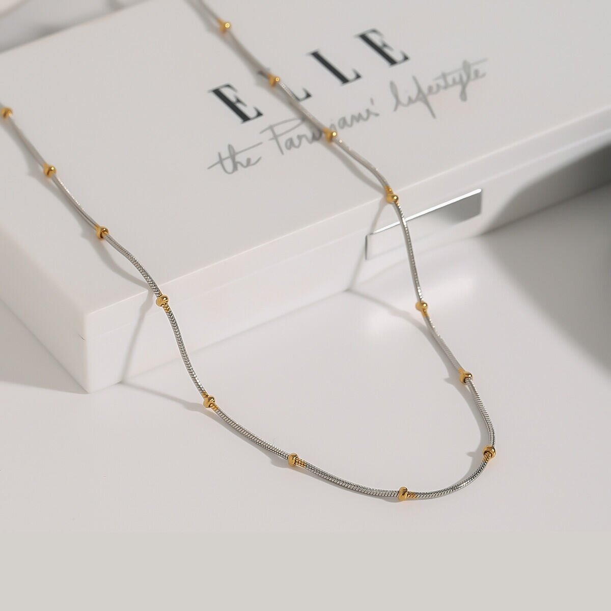 1 Piece Simple Series Daily Line Stainless Steel Waterproof Gold & Silver Color Women's Chain Necklaces Picture2
