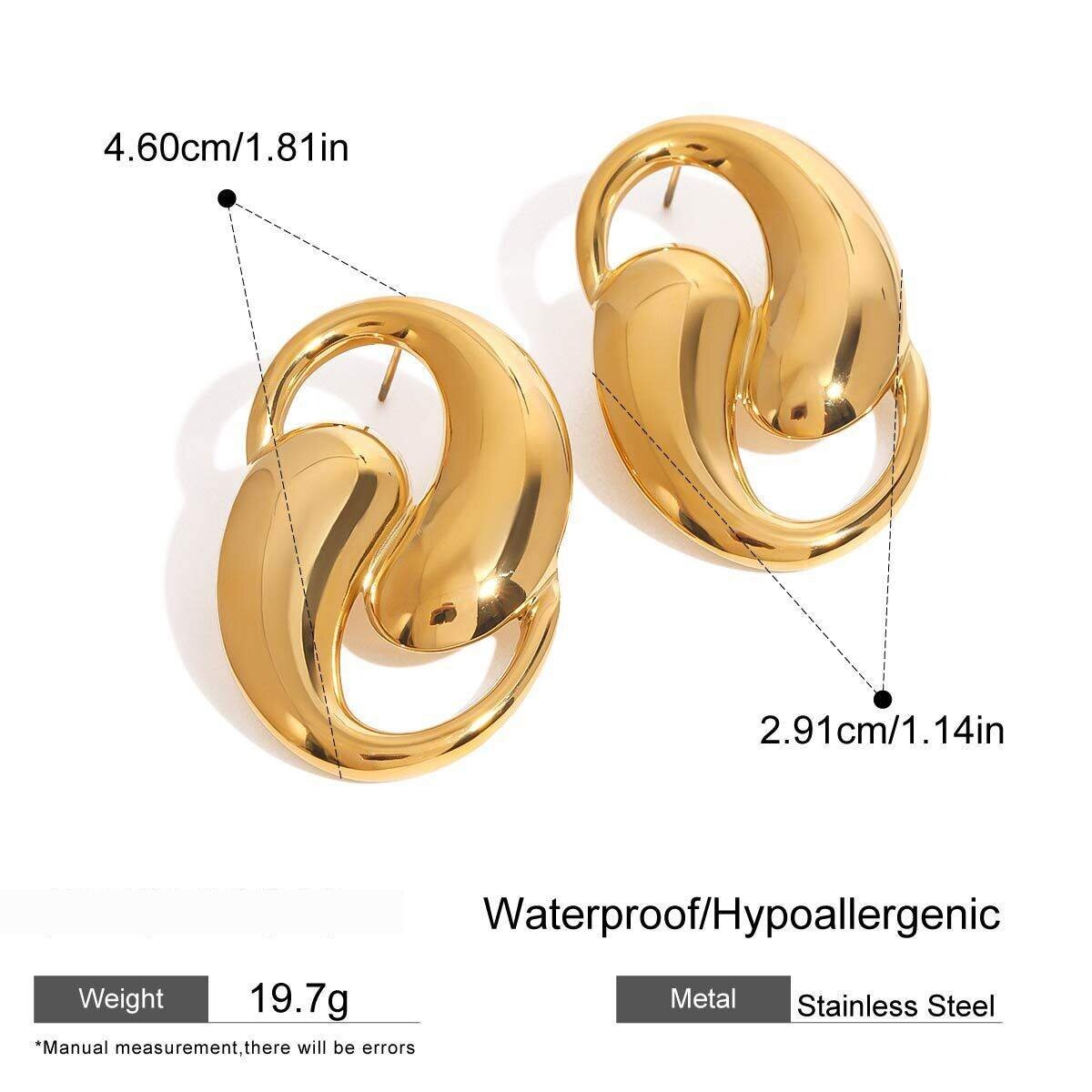 1 Par De Pendientes De Botón De Acero Inoxidable En Color Dorado Con  De Serie Simple Para Mujer h5 