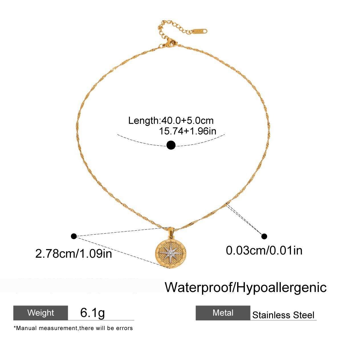 1 Stück Luxuriöse, Elegante, Achtzackige Stern-Halskette Aus Edelstahl, Wasserdicht, Gold- Und Silberfarben, Für Damen h5 