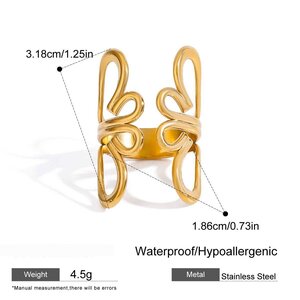 1 Stück Romantischer Ring Aus Edelstahl In Natürlicher Blumenform, Wasserdicht, Goldfarben, Für Damen h5
