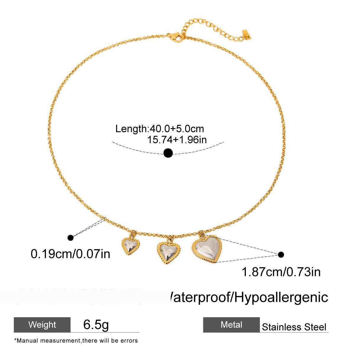 1 Piece Romantic Series Cute Heart Stainless Steel Waterproof   Gold Color  Women's Pendant Necklaces 