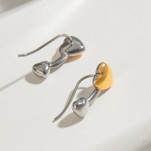 1 Pair Designable Series Delicate Heart Stainless Steel Waterproof Gold & Silver Color Women's Stud Earrings h5 Picture2