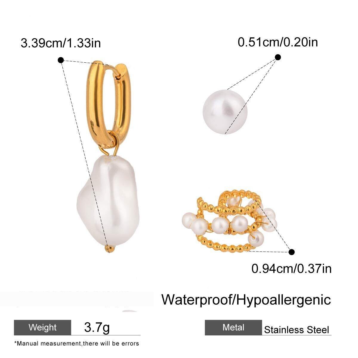 1 Pair Classic Series Exquisite Irregular Shape Stainless Steel Waterproof Gold Color Women's Earrings Set h5 