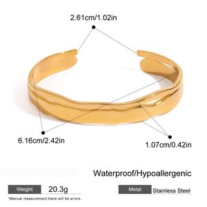 1 Piece Shining Series Irregular Annular Stainless Steel Waterproof Gold Color Women's Bangles h5
