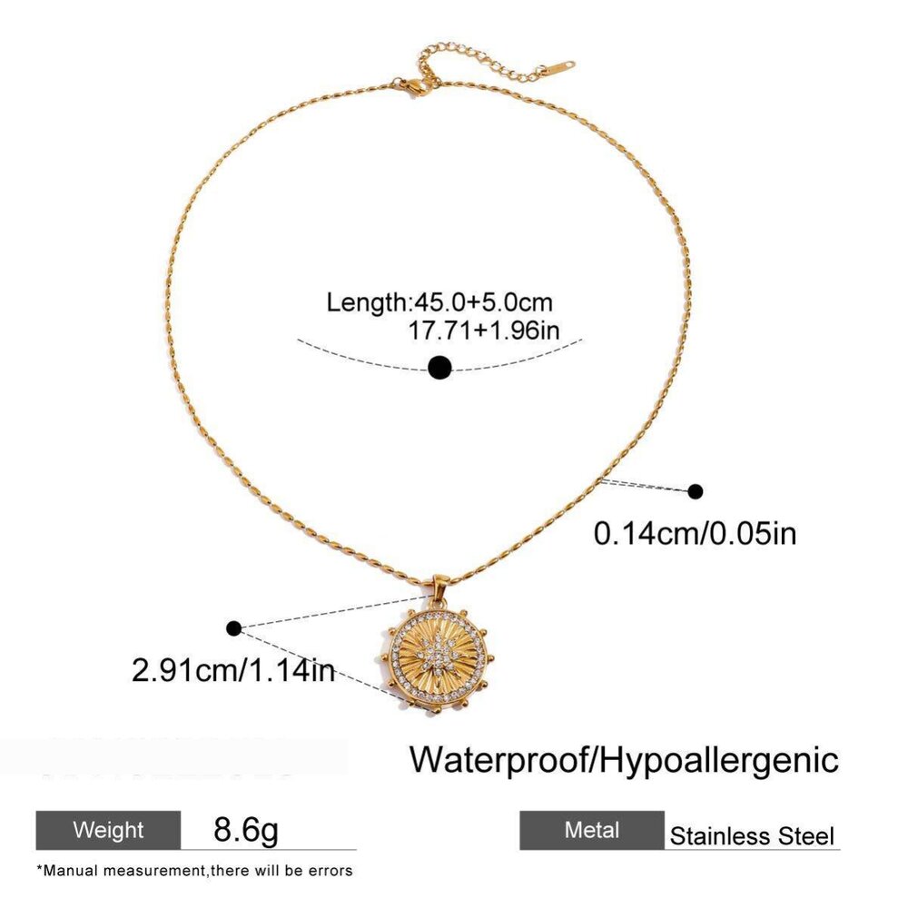 1 Piece Luxurious Series Eight-Pointed Star Stainless Steel Waterproof Gold Color Women's Pendant Necklaces