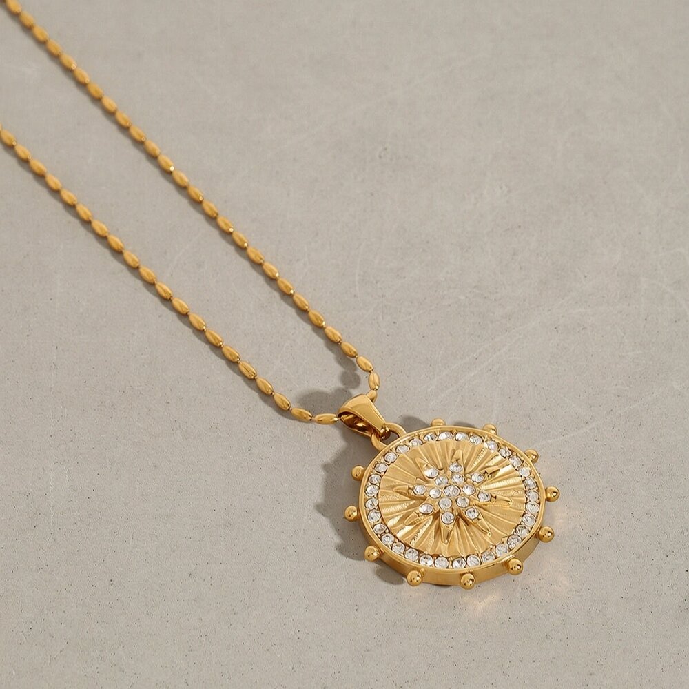 1 Piece Luxurious Series Eight-Pointed Star Stainless Steel Waterproof Gold Color Women's Pendant Necklaces Picture2