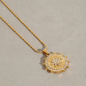 1 Piece Luxurious Series Eight-Pointed Star Stainless Steel Waterproof Gold Color Women's Pendant Necklaces h5 Picture2