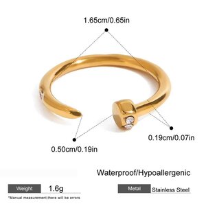1 Piece Modern Series Classic Annular Nail Stainless Steel Waterproof Gold Color Women's Single Rings h5