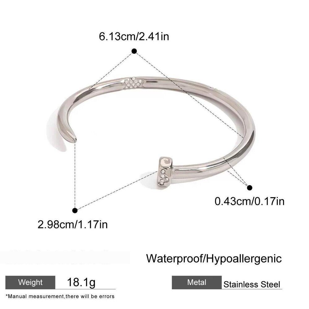 1 Stück Modern Series Klassischer Ringnagel Edelstahl Wasserdicht Goldfarben Damenarmreif