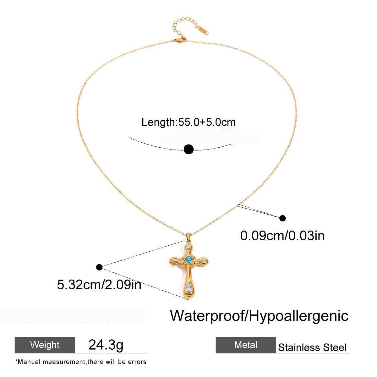 1 Piece Shining Series Exquisite Cross Stainless Steel Waterproof Gold Color Women's Pendant Necklaces h5 