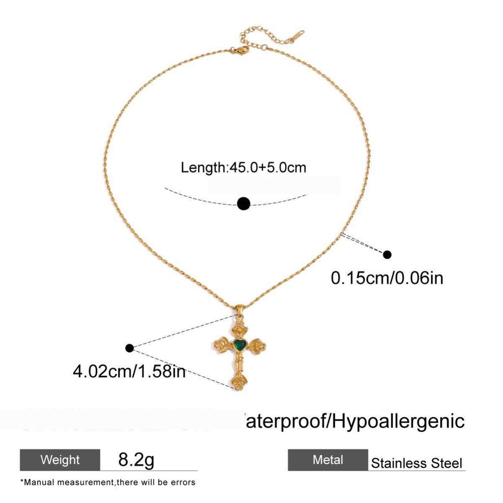 1 Piece Luxurious Series Fascinating Ross Cross Stainless Steel Waterproof Gold Color Women's Pendant Necklaces