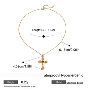 1 Piece Luxurious Series Fascinating Ross Cross Stainless Steel Waterproof Gold Color Women's Pendant Necklaces h5