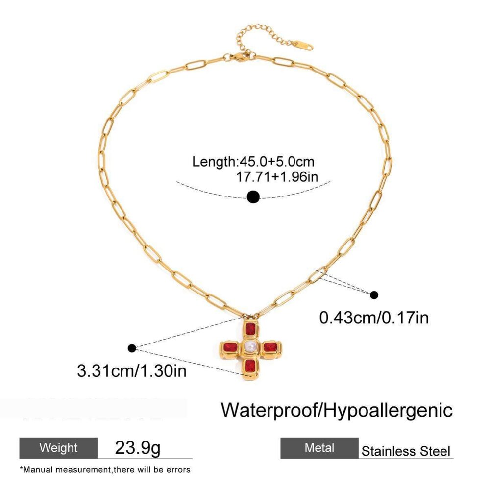 1 Piece Luxurious Series Exquisite Cross Shape Stainless Steel Waterproof Gold Color Women's Pendant Necklaces