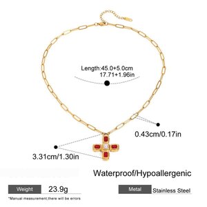 1 Piece Luxurious Series Exquisite Cross Shape Stainless Steel Waterproof Gold Color Women's Pendant Necklaces h5