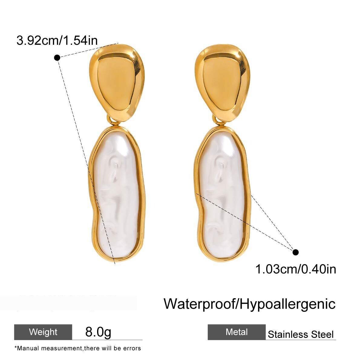 1 Paar Klassische, Unregelmäßig Ovale, Wasserfeste Ohrhänger Aus Edelstahl In Goldfarbe Für Damen 