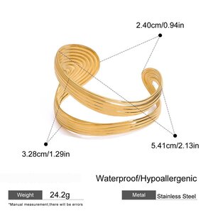 1 Piece Simple Series Elegant Solid Line Stainless Steel Waterproof Gold Color Women's Bangles h5