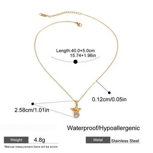 1 Stück Romantische Retro-Engelsform Edelstahl Wasserdicht Goldfarbene Damen-Anhänger-Halskette h5