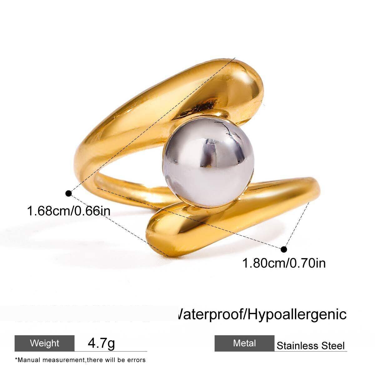 1 Piece Minimalist Series Classic Irregular Line Stainless Steel Waterproof Gold And Silver Color Women's Single Rings h5 
