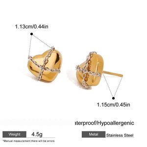 1 Pair Stylish Series Punk Chain Heart Stainless Steel Waterproof Gold And Silver Color Women's Stud Earrings h5