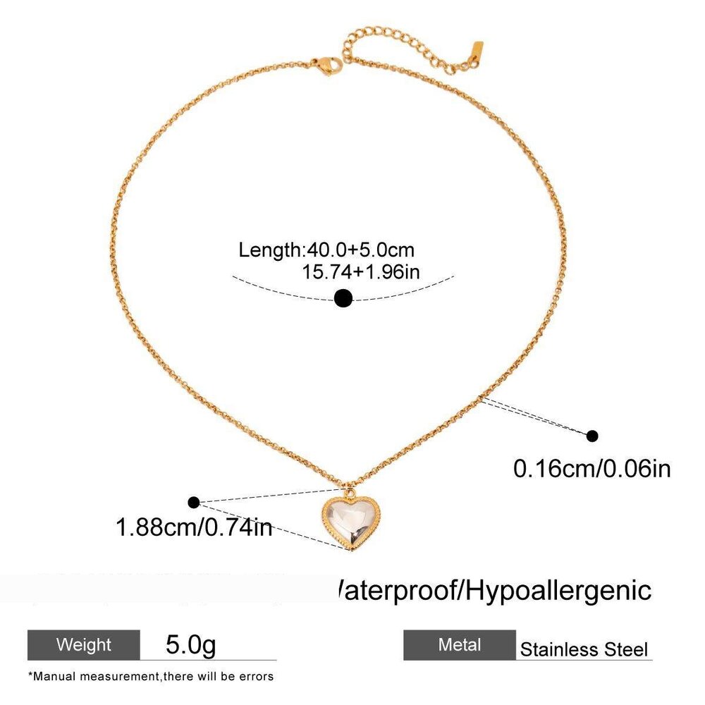 1 Piece Romantic Series Sweet Heart Stainless Steel Waterproof Gold And Silver Color Women's Pendant Necklaces