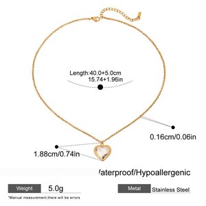 1 Piece Romantic Series Sweet Heart Stainless Steel Waterproof Gold And Silver Color Women's Pendant Necklaces h5