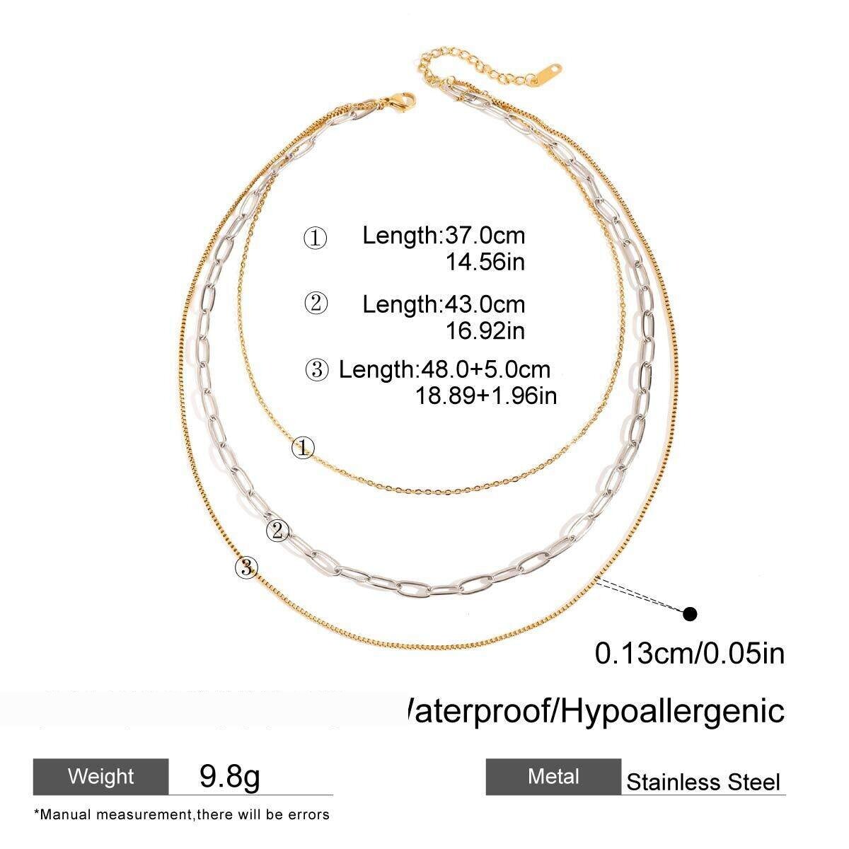 1 Piece Simple Series Commute Annular Stainless Steel Waterproof Gold And Silver Color Women's Layered Necklaces 