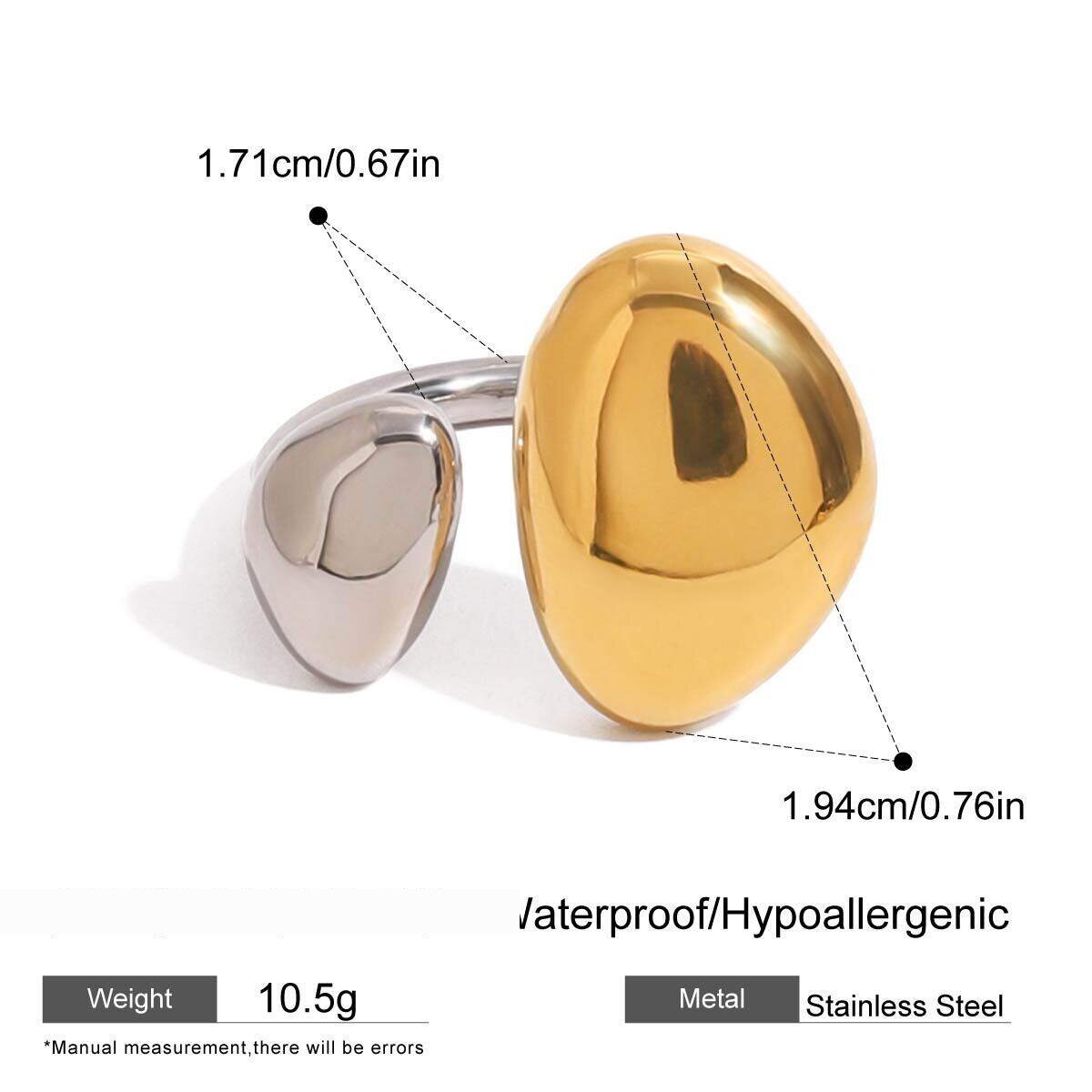 1 Pair Minimalist Series Drop Annular Shape Stainless Steel Waterproof Gold And Silver Color Women's Single Rings h5 