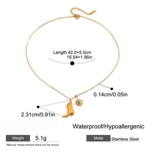 1 Piece Luxurious Series Boot Shape Elegant Sun Stainless Steel Waterproof Gold Color Natural Stone Women's Pendant Necklaces h5