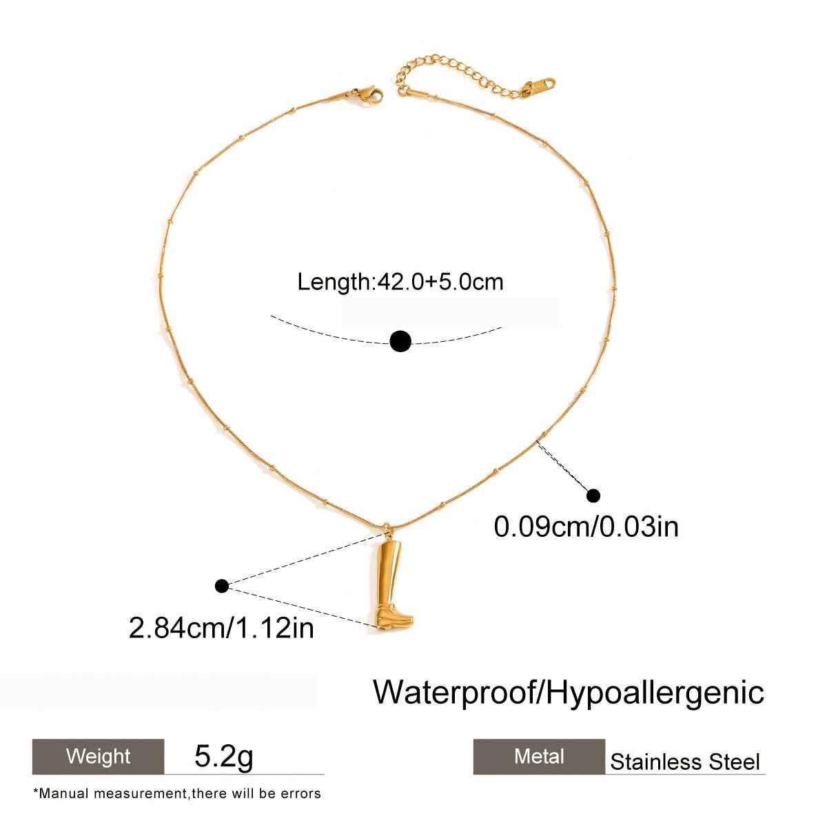 1 Piece Romantic Series Chic Irregular Boot Stainless Steel Waterproof Gold Color Women's Pendant Necklaces 