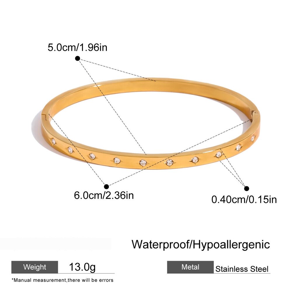 1 Piece Modern Series Simple Annular Round All-Match Stainless Steel Waterproof Gold Color Women's Bangles