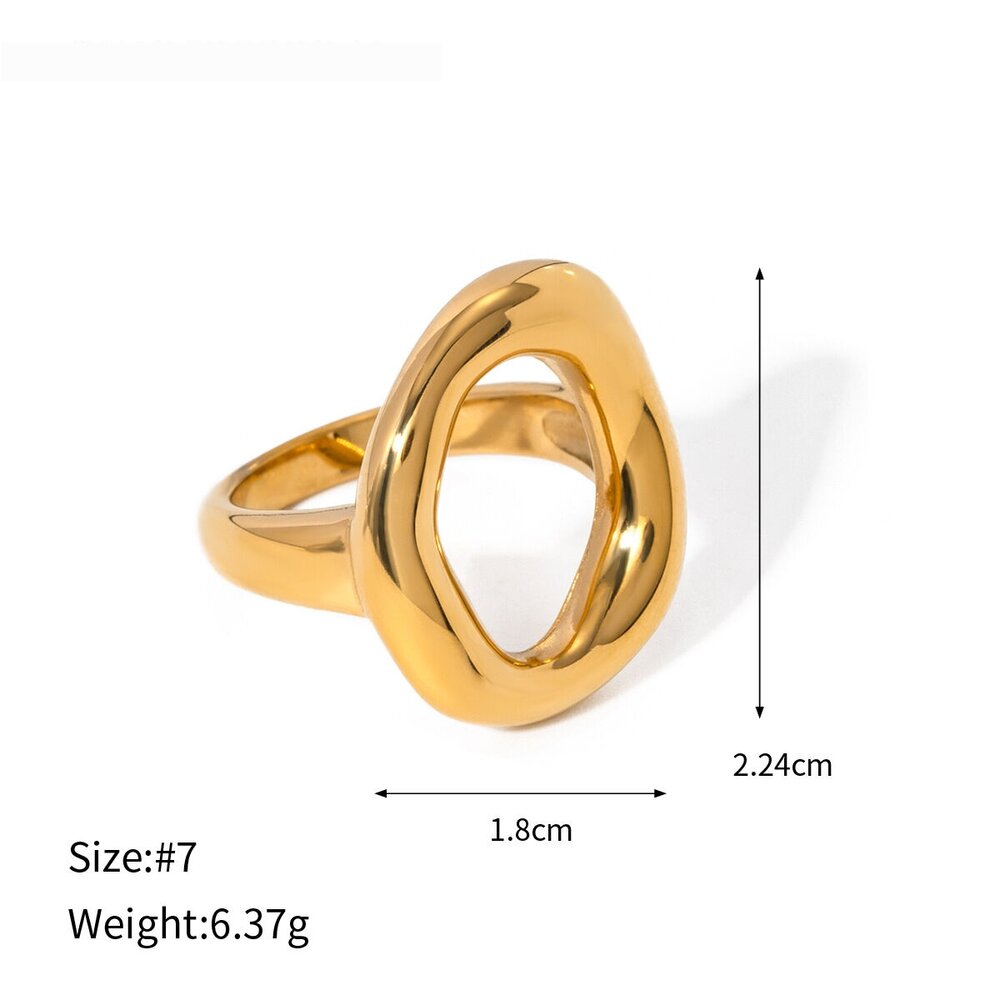 1 Piece Minimalist Series Irrugular Annular Stainless Steel Waterproof Gold Color Women's Bangles