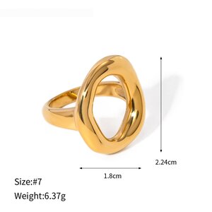 1 Piece Minimalist Series Irrugular Annular Stainless Steel Waterproof Gold Color Women's Bangles h5