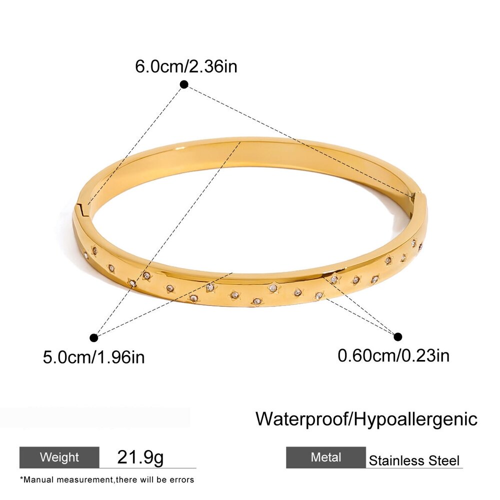 1 Piece Romantic Series Little Star All-Match Stainless Steel Waterproof Gold Color Women's Bangles