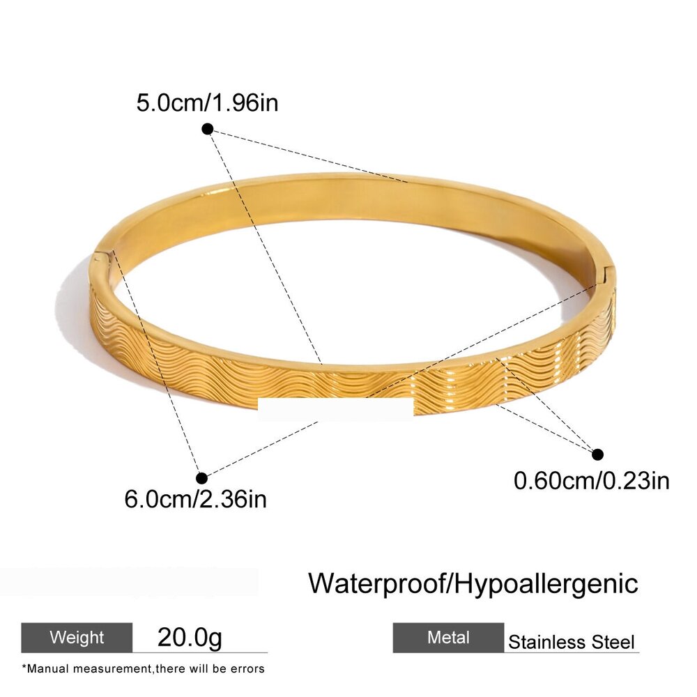 1 Stuk Vakantieserie Strand Spray Wave Roestvrijstalen Waterdichte Gouden Damesarmband