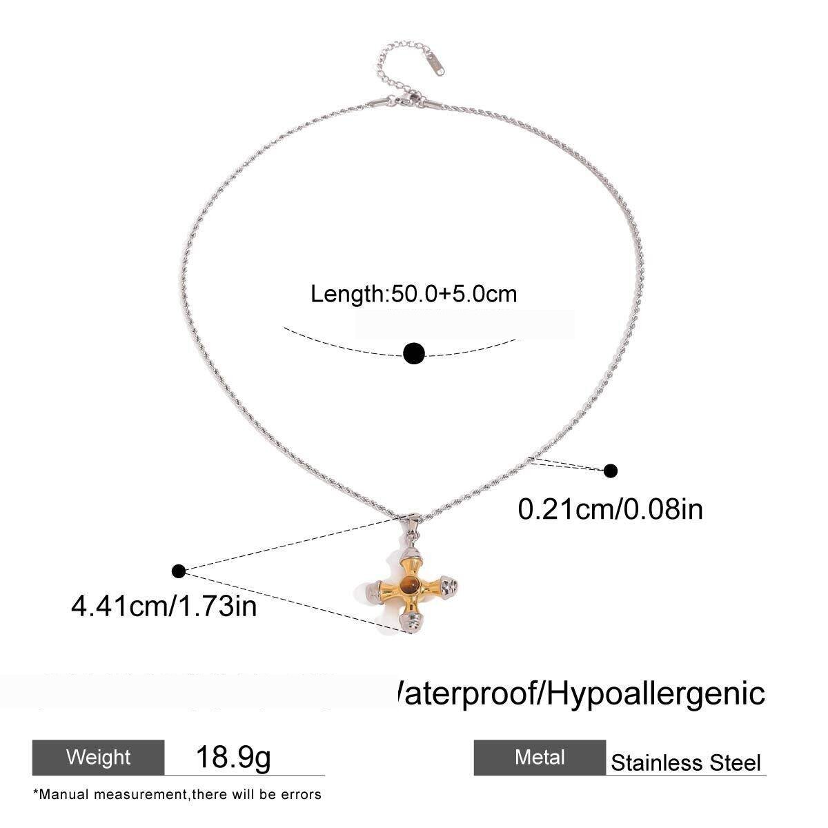 Collier Pendentif Femme Moderne En Acier Inoxydable, Couleur Or Et Argent, Avec Croix Naturelle Légère (1 Pièce) h5 