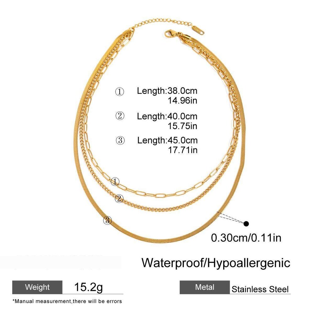 1 Piece Modern Series Daily Line Stainless Steel Waterproof Gold Color Chic Women's Layered Necklaces